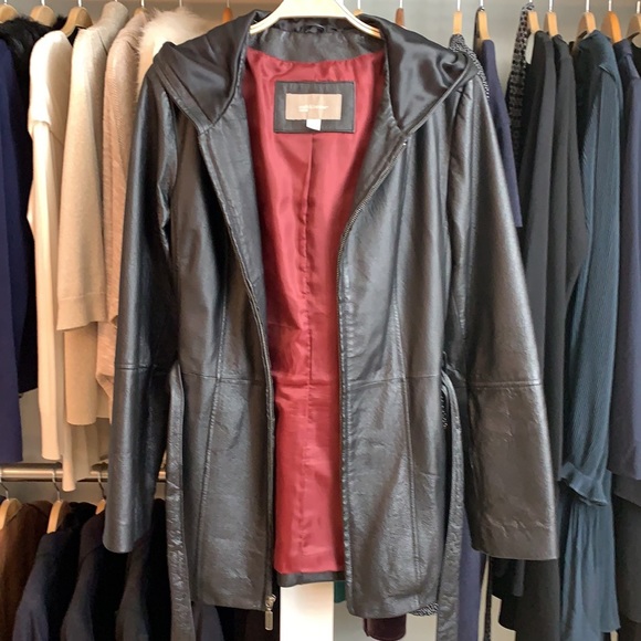 croft & barrow 100% Leather Coat with Hood - Picture 4 of 7